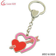 Wholesale Enamel Metal Double Heart Keyring (LM1317)